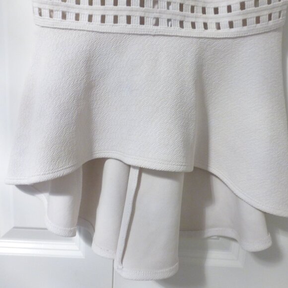 BEBE white peplum top with thick straps and small cut out details - Picture 3 of 13